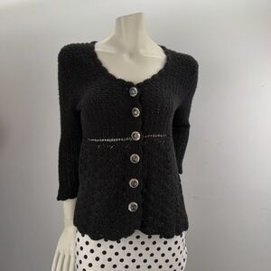 Vintage Handmade Black Cardigans Womens Size Medium Cottagecore Tradwife church